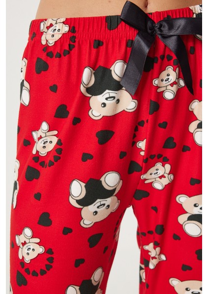 Desenli Yumuşak Dokulu Örme Pijama Altı