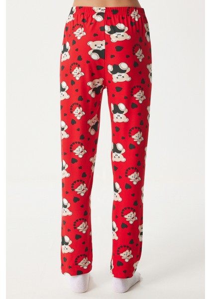 Desenli Yumuşak Dokulu Örme Pijama Altı
