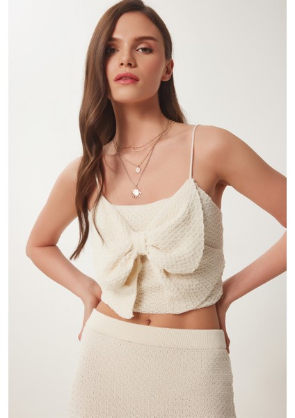 Fiyonklu Yazlık Triko Crop Etek Takım modelleri