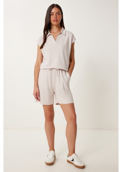 Polo Yaka Basic Örme Şort Takım