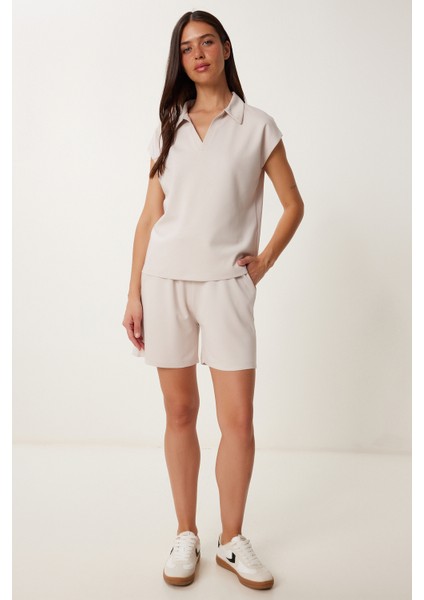 Polo Yaka Basic Örme Şort Takım