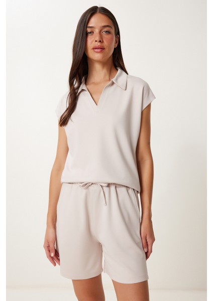 Polo Yaka Basic Örme Şort Takım