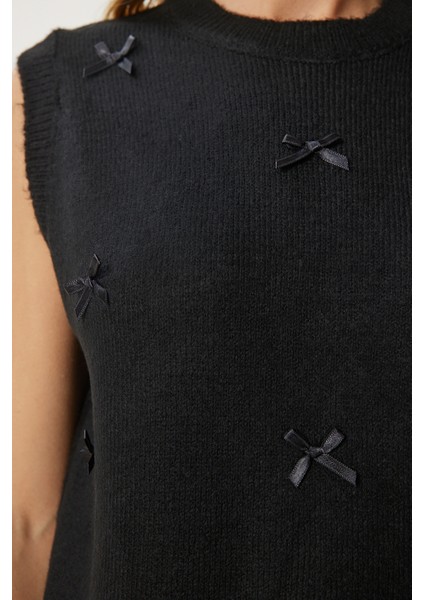 Fiyonklu Triko Süveter LPF0057 SİYAH modelleri