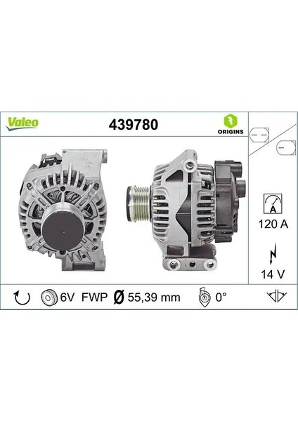 Alternator 14V 120A Fıat Egea Doblo 1.3 Dızel (2013-), Fıorıno 1.3 Dızel (2007-)