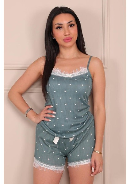 Kadın Dantelli Şortlu Pijama Takımı ( Atlet + Şort ) fırsatları