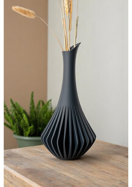 Modern Siyah Spiral Tasarım Dekoratif Plastik Vazo