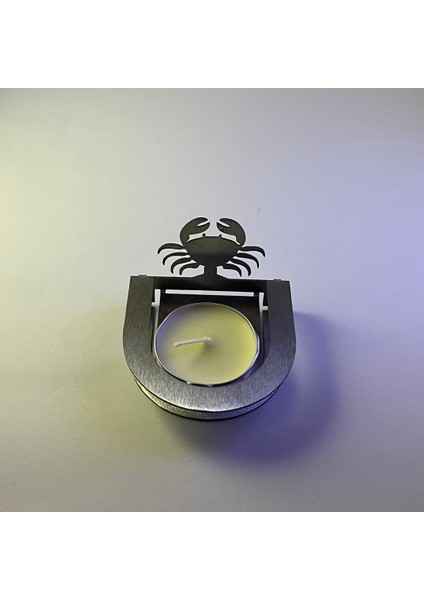 Yengeç Burcu Silüet Detaylı Katlanabilir Metal Mumluk