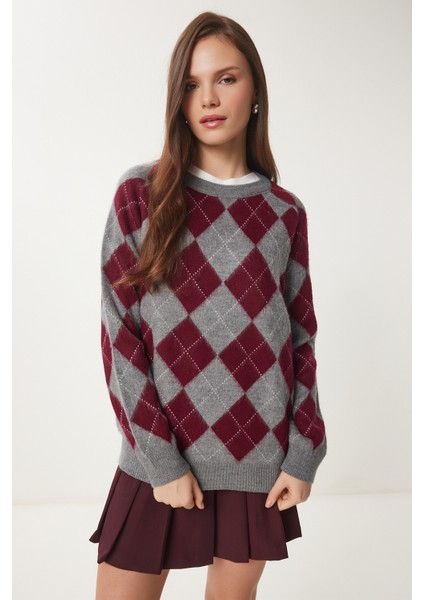 Baklava Desenli Yumuşak Dokulu Triko Kazak