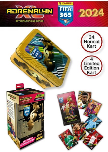 Adrenalyn Fifa 365 - 2024 Trading Card Tin Box - Metal Kutulu Futbolcu Kartları