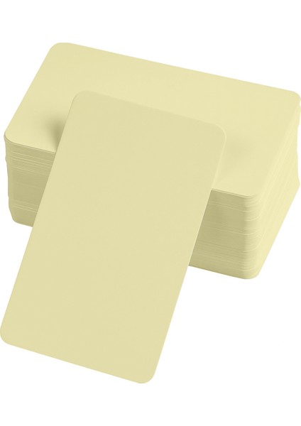 Boş Kelime Kartları 5x8 cm - 50 Adet Oval Kenarlı | Tabu & Not Kartları - Sarı