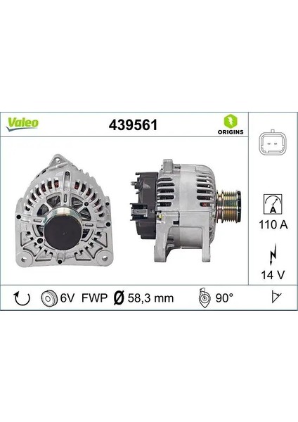 Alternator 12V 110A Logan Sandero 1,5dcı / Clıo Iı 1,5dcı Kangoo 1,5 Dcı