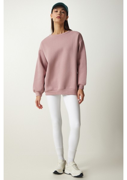 Oversize Şardonlu Basic Sweatshirt