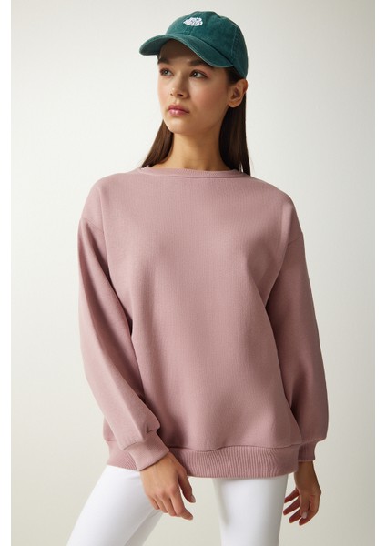 Oversize Şardonlu Basic Sweatshirt modelleri