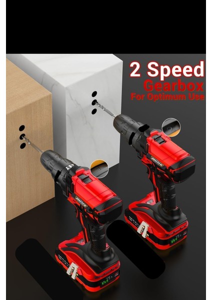 Alman HARD-X2560 2.0 Ah Çelik Şanzuman 27 Parça Set Bakır Sargılı 2x Akülü Şarjlı Vidalama Matkap