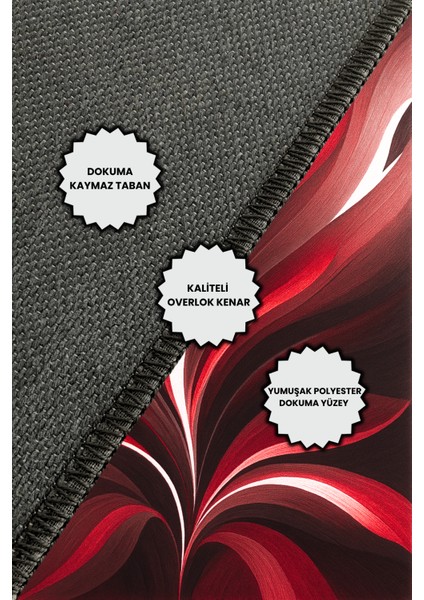 Yaprak Desenli Kırmızı Floral Halı Dijital Baskılı Dokuma Kaymaz Tabanlı Yıkanabilir Yazlık Halısı indirimleri