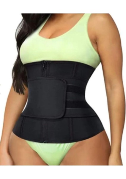 Poliüretan Sauna Etkili Unisex Karın Bölgesi Için Balenli Termal Performans Kemeri Tekli Siyah Slip