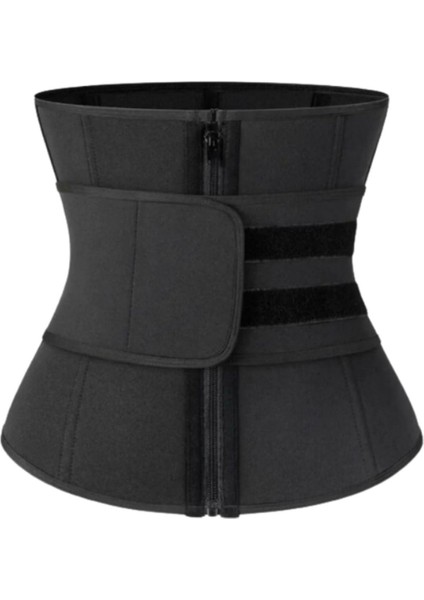 Poliüretan Sauna Etkili Unisex Karın Bölgesi Için Balenli Termal Performans Kemeri Tekli Siyah Slip