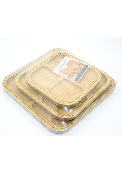 3’lü Bambu Kahvaltı – Çerez – Meyve Sunum Tabağı Seti | 19 cm – 24 cm – 29 cm