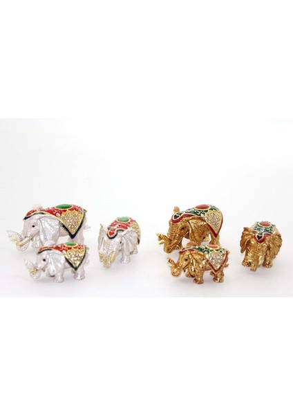 Sıvaroskı Taşlı 3'lü Fil Figürü 9*8*7 cm Model 1