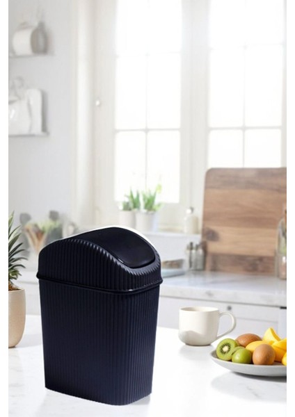Kapaklı Banyo ve Mutfak Tezgah Üstü Çöp Kovası Ev Ofis Çöp Kutusu 2,5 Lt