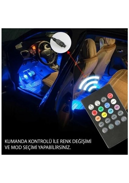 Opel Sintra Ayak Altı LED Kumandalı Araç Içi Aydınlatma 4 Lü Sese Duyarlı Renk Değiştirme Özellikli fiyatları