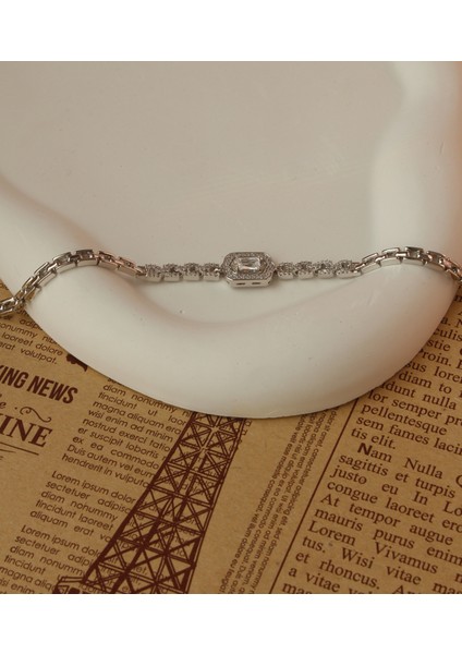 Zirkon Baget Taşlı Silver Bileklik modelleri
