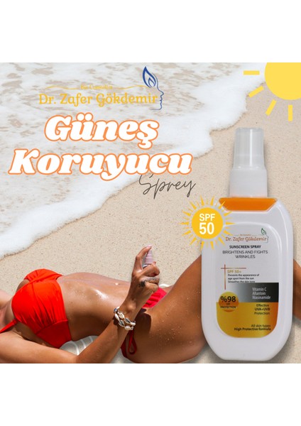 Dr Zafer Gökdemir Güneş Koruyucu Sprey Spf 50 - Yüksek Koruma, Kolay Uygulama, Tüm Cilt Tipleri Için