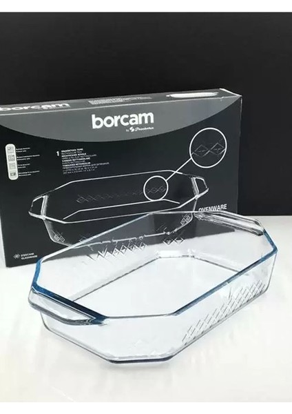 Borcam Dikdörtgen Tepsi, Kulplu 36X21CM
