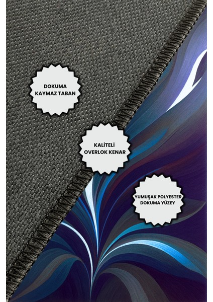 Koyu Mavi Yaprak Desenli Halı Dijital Baskılı Dokuma Kaymaz Tabanlı Yıkanabilir Salon Halısı indirimleri