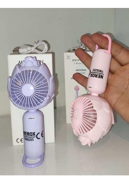 Dağ Desenli Mini Fan Şarjlı