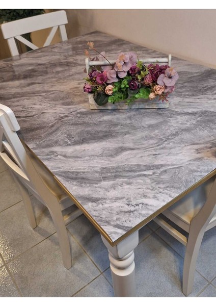 Kalın Pvc Masa Koruyucu – 1.2 mm Mika Örtü, 80 cm En, Mermer Desen indirimleri