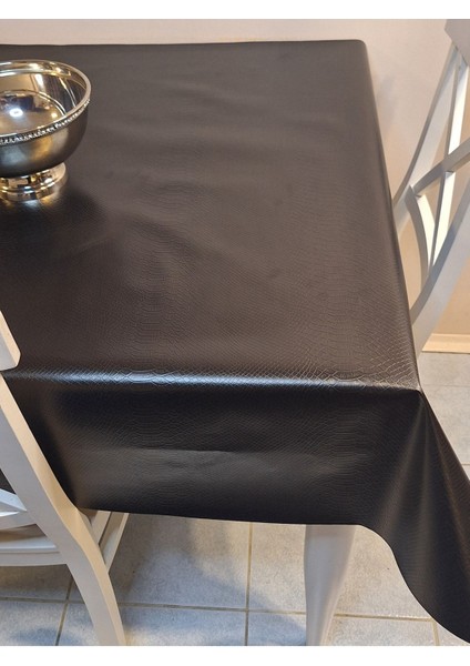 Elyaflı Pvc Muşamba - Desenli Silinebilir Masa Örtüsü ( Siyah)