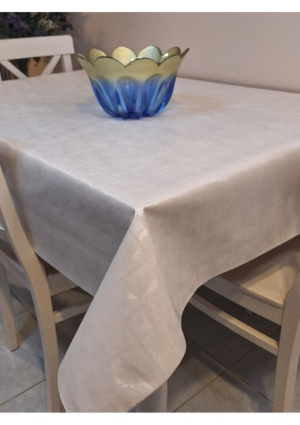 Elyaflı Pvc Muşamba - Desenli Silinebilir Masa Örtüsü ( Beyaz)
