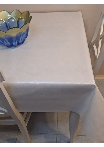 Elyaflı Pvc Muşamba - Desenli Silinebilir Masa Örtüsü ( Beyaz) fırsatları