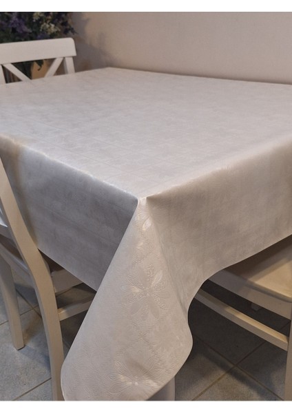 Elyaflı Pvc Muşamba - Desenli Silinebilir Masa Örtüsü ( Beyaz) indirimleri