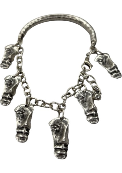 Gümüş Kaplamalı Zamak Set, Yüzler (Kolye, Bileklik, Küpe, Yüzük)