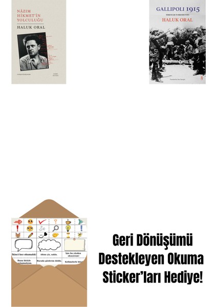 Nazım Hikmet’in Yolculuğu + Gallipoli 1915 (Ciltli) + Okuma Sticker'ları
