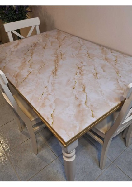 Kalın Pvc Masa Koruyucu – 1.2 mm Mika Örtü, 80 cm En, Mermer Desen modelleri