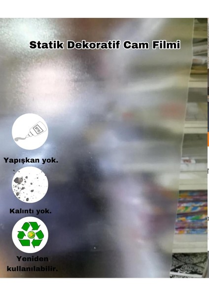 Cam Filmi Kaplama Statik Folyo Buzlu Desenli Duşa Kabin Pencere Ofis Dekorasyon