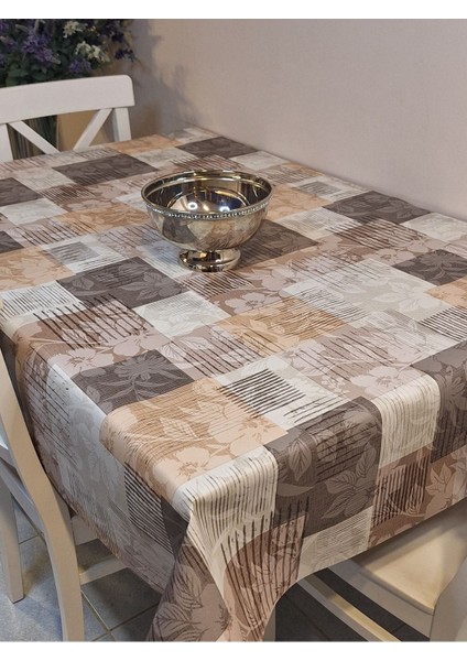 Elyaflı Pvc Muşamba - Desenli Silinebilir Masa Örtüsü ( Kahve) fiyatları