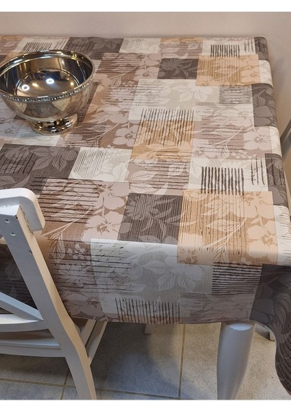 Elyaflı Pvc Muşamba - Desenli Silinebilir Masa Örtüsü ( Kahve) modelleri