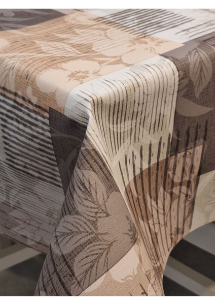 Elyaflı Pvc Muşamba - Desenli Silinebilir Masa Örtüsü ( Kahve)