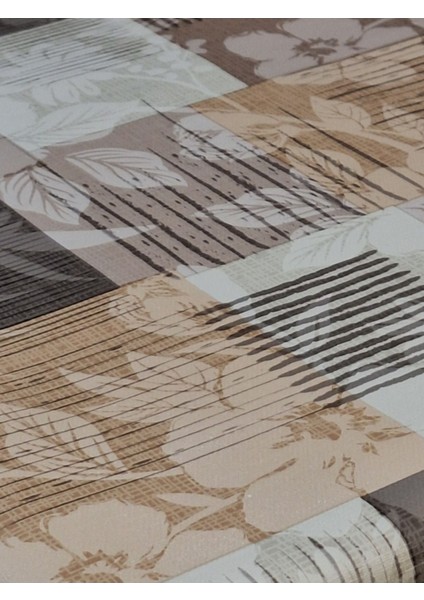 Elyaflı Pvc Muşamba - Desenli Silinebilir Masa Örtüsü ( Kahve)