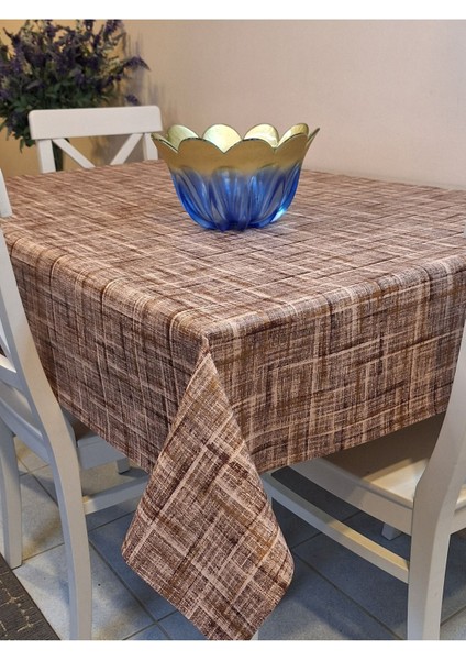 Elyaflı Pvc Muşamba - Desenli Silinebilir Masa Örtüsü ( Kahverenği )