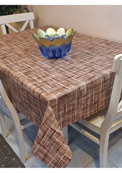 Elyaflı Pvc Muşamba - Desenli Silinebilir Masa Örtüsü ( Kahverenği ) fiyatları