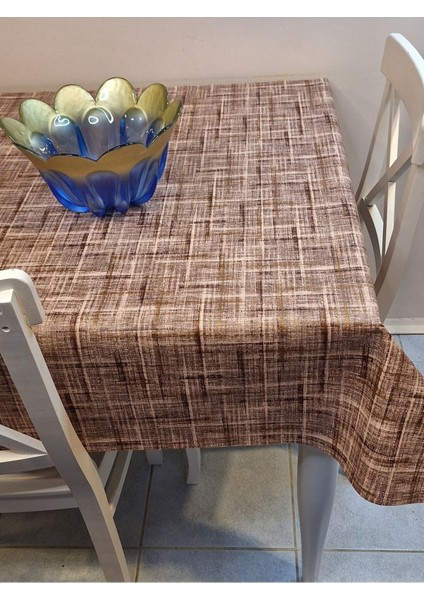 Elyaflı Pvc Muşamba - Desenli Silinebilir Masa Örtüsü ( Kahverenği ) fırsatları