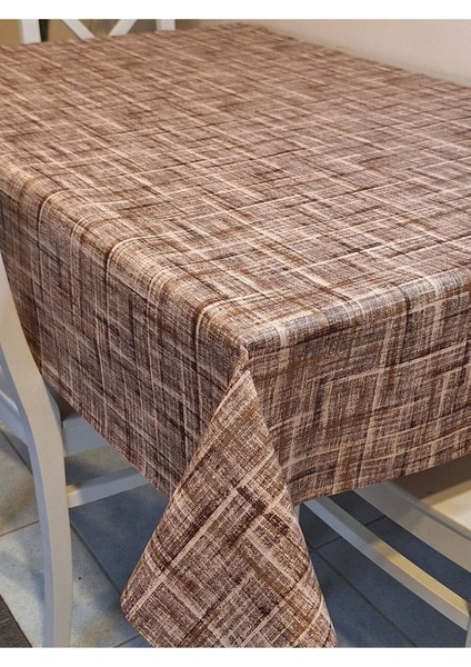 Elyaflı Pvc Muşamba - Desenli Silinebilir Masa Örtüsü ( Kahverenği ) indirimleri