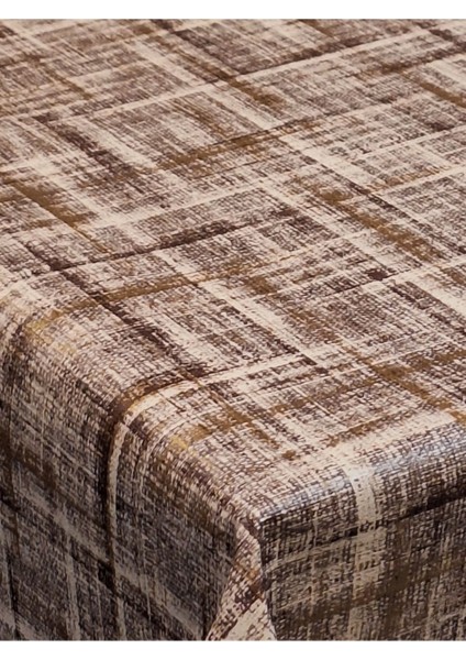 Elyaflı Pvc Muşamba - Desenli Silinebilir Masa Örtüsü ( Kahverenği )