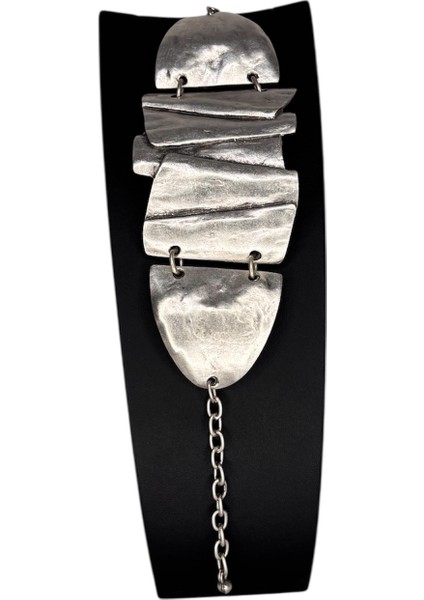 Gümüş Kaplamalı Zamak Set, Geometrik Kareler (Kolye, Bileklik, Küpe, Yüzük)