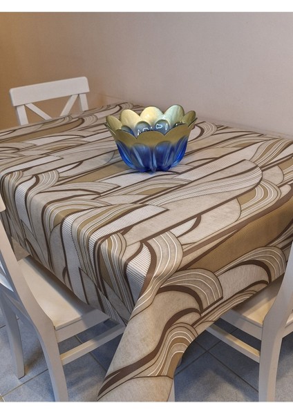 Elyaflı Pvc Muşamba - Desenli Silinebilir Masa Örtüsü (Krem) fiyatları